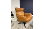 Reclining Swivel Armchair in Tan Leather