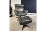 Reclining Swivel Armchair in Grigio Leather