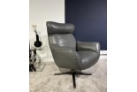 Reclining Swivel Armchair in Grigio Leather