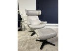 Nîmes Chair & Stool Misty Grey Leather 