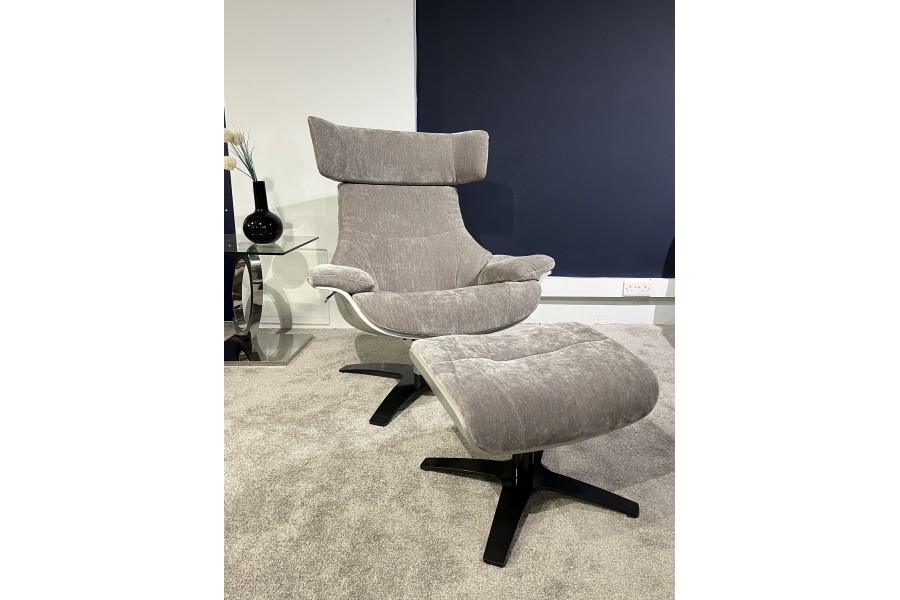 Nîmes Chair & Stool Pewter Fabric 